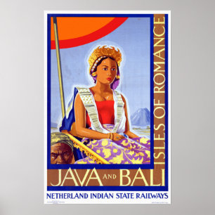 Vintage Java Bali Indonesia Travel Poster