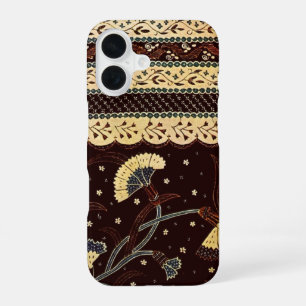 Vintage Javanese Batik Textile Wallpaper Pattern iPhone 16 Case