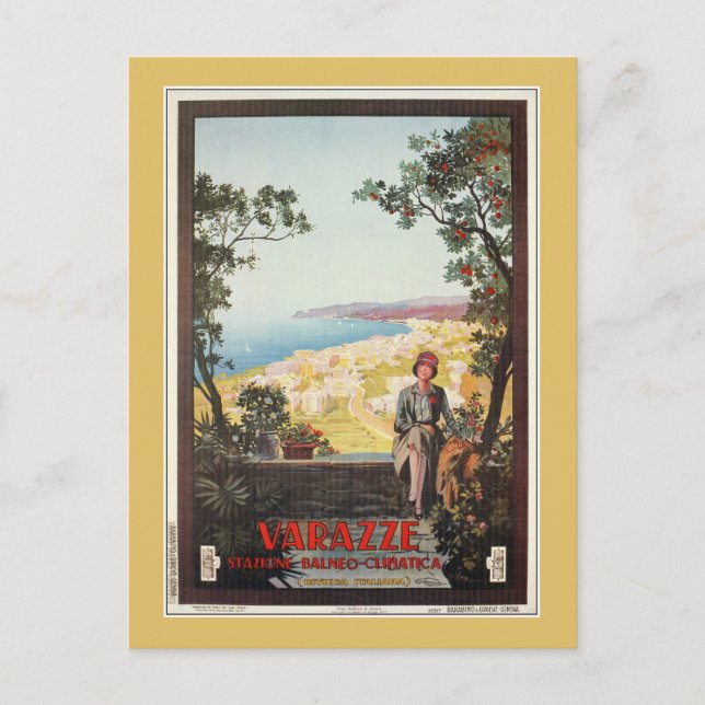 Vintage Jazz Age Varazze Italian travel poster Postcard (Front)