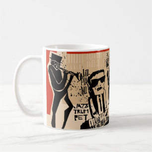 Vintage Jazz Band Poster: Cool Design Coffee Mug