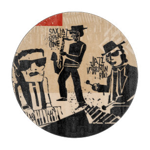 Vintage Jazz Band Poster: Cool Design Cutting Board