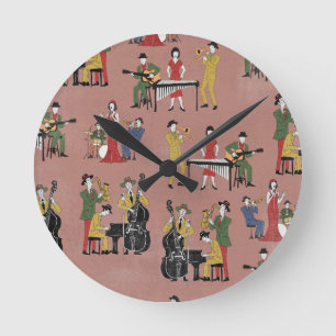 Vintage Jazz Band Round Clock