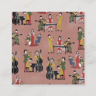 Vintage Jazz Band Square Business Card