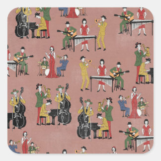 Vintage Jazz Band Square Sticker