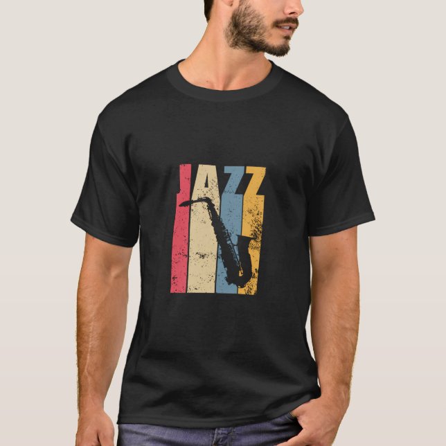 Vintage Jazz Saxophone Gift T-Shirt (Front)