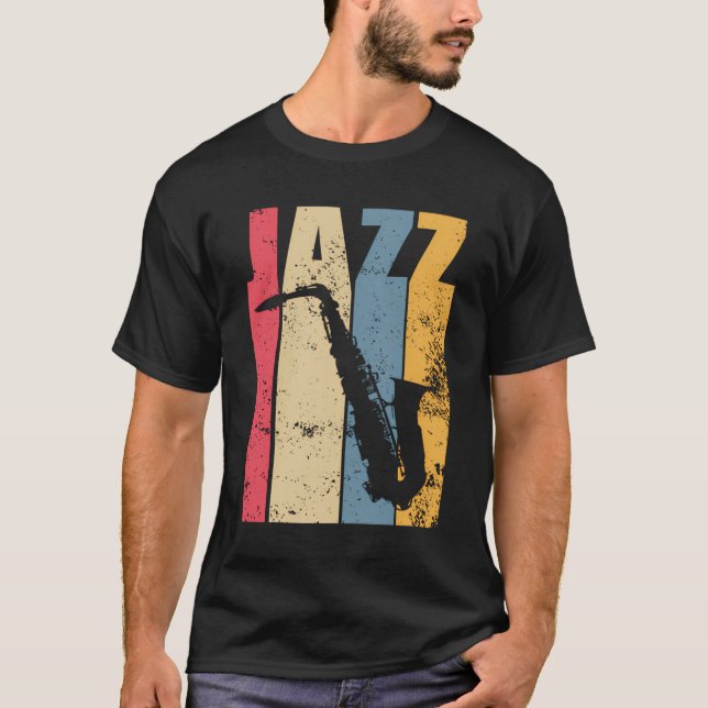 Vintage Jazz Saxophone Gift T-Shirt (Front)