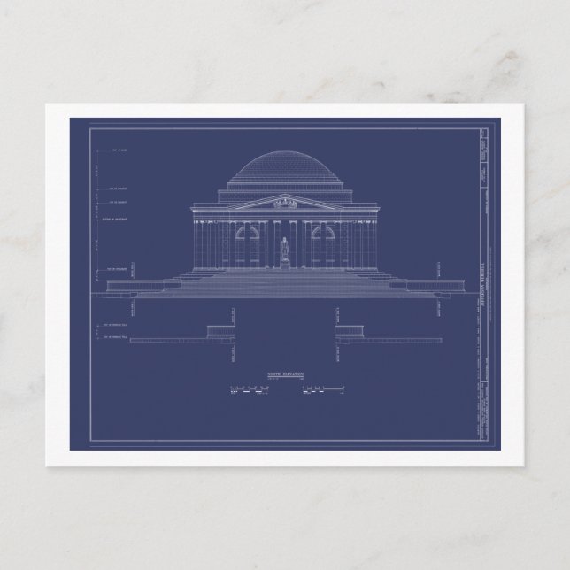 Vintage Jefferson Monument Blueprints Postcard (Front)