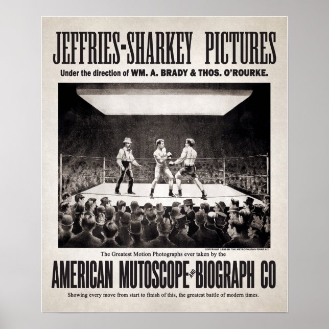Vintage Jeffries vs. Sharkey Ad Poster (Front)