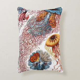 Vintage Jellyfish by Ernst Haeckel, Discomedusae Decorative Cushion