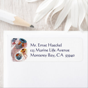 Vintage Jellyfish by Ernst Haeckel, Discomedusae Return Address Label