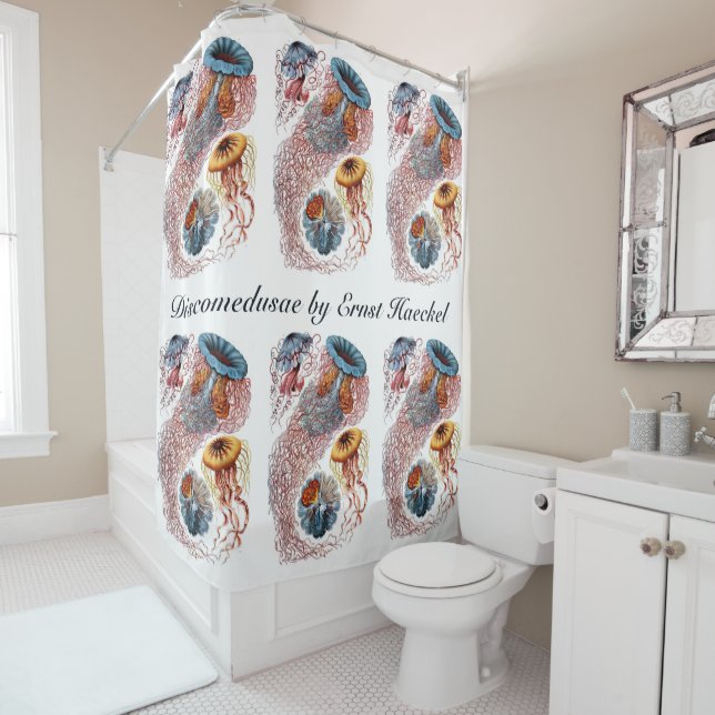 Vintage Jellyfish by Ernst Haeckel, Discomedusae Shower Curtain (In Situ)