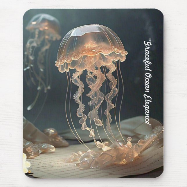 "Vintage Jellyfish Elegance" Mouse Pad (Front)