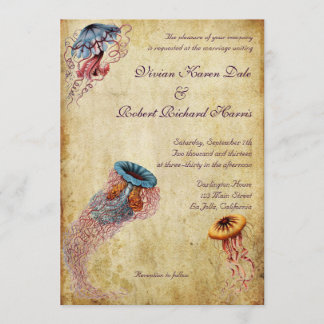 Vintage Jellyfish Wedding Invitation