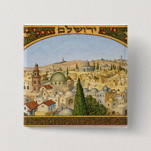 Vintage Jerusalem Panorama 15 Cm Square Badge