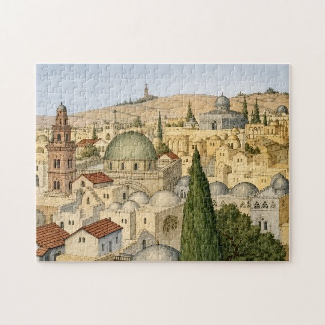 Vintage Jerusalem Panorama Jigsaw Puzzle (Horizontal)