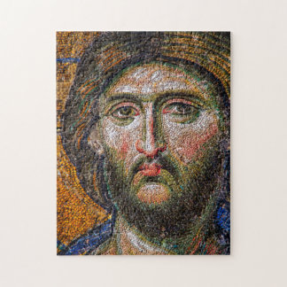 Vintage Jesus Christ Portrait Mediaeval Mosaic Jigsaw Puzzle