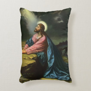 Vintage Jesus Christ Praying, Garden of Gethsemane Decorative Cushion