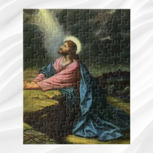 Vintage Jesus Christ Praying, Garden of Gethsemane Jigsaw Puzzle