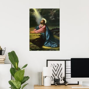 Vintage Jesus Christ Praying, Garden of Gethsemane Poster