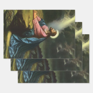 Vintage Jesus Christ Praying, Garden of Gethsemane Wrapping Paper Sheet
