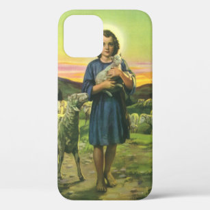 Vintage Jesus Christ the Shepherd with Baby Lamb iPhone 12 Case