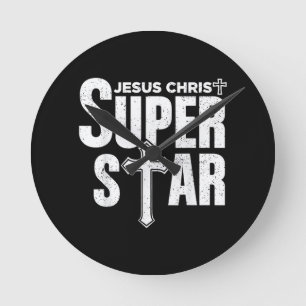 Vintage Jesus Christian Design Jesus Christ Super Round Clock