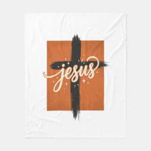 Vintage Jesus Cross Christian Shirt Design_1 Fleece Blanket