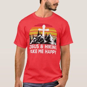 Vintage Jesus & Hiking Make Me Happy Adventure Hik T-Shirt