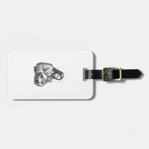 Vintage Jesus Holding Cat Engraving Graphic_1 Luggage Tag