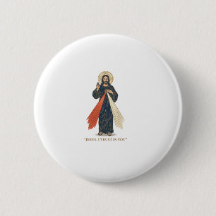 Vintage Jesus I Trust in You Religious Vector Desi 6 Cm Round Badge