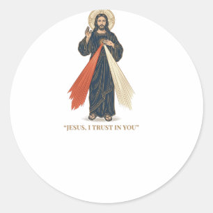 Vintage Jesus I Trust in You Religious Vector Desi Classic Round Sticker