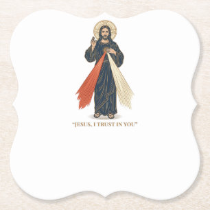 Vintage Jesus I Trust in You Religious Vector Desi Paper Coaster