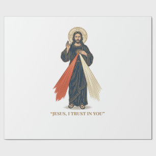 Vintage Jesus I Trust in You Religious Vector Desi Wrapping Paper