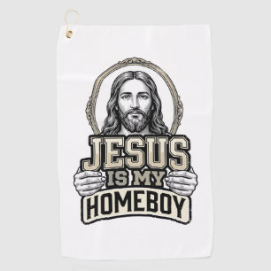 Vintage Jesus Is My Homeboy Engraved Vector Design Golf Towel