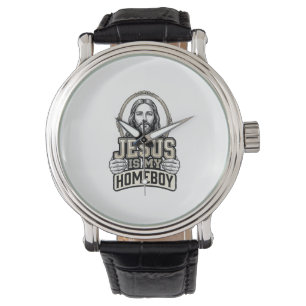Vintage Jesus Is My Homeboy Engraved Vector Design Watch