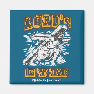 Vintage Jesus Lord's Gym Bench Press This! Motivat Magnet