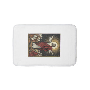Vintage Jesus Radiant Glory Christian Engraving De Bath Mat