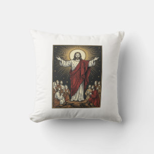 Vintage Jesus Radiant Glory Christian Engraving De Cushion