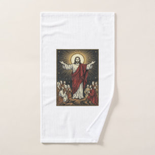 Vintage Jesus Radiant Glory Christian Engraving De Hand Towel