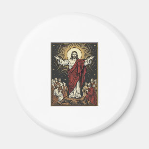 Vintage Jesus Radiant Glory Christian Engraving De Magnet