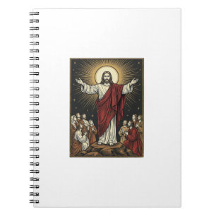 Vintage Jesus Radiant Glory Christian Engraving De Notebook