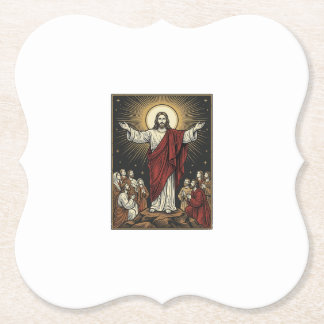 Vintage Jesus Radiant Glory Christian Engraving De Paper Coaster