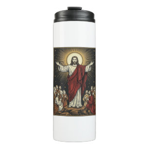 Vintage Jesus Radiant Glory Christian Engraving De Thermal Tumbler