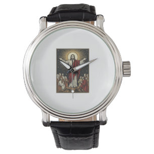 Vintage Jesus Radiant Glory Christian Engraving De Watch