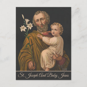 Vintage Jesus & St. Joseph Religious Christian  Holiday Postcard