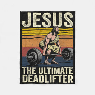Vintage Jesus The Ultimate Deadlifter Funny Christ Fleece Blanket