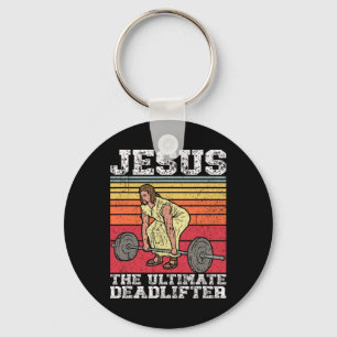 Vintage Jesus The Ultimate Deadlifter Funny Gym Bo Key Ring