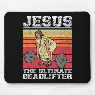 Vintage Jesus The Ultimate Deadlifter Funny Gym Bo Mouse Pad