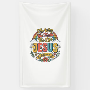 Vintage Jesus The Way Truth Life Shirt Banner