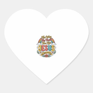 Vintage Jesus The Way Truth Life Shirt Heart Sticker